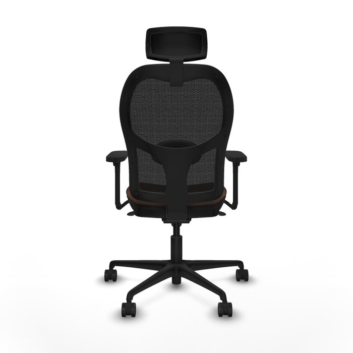PIQUERAS Y CRESPO Silla de oficina Jorquera con mecanismo sincro, tela marrón y malla negra PIQUERAS Y CRESPO Silla de oficina Jorquera con mecanismo sincro, tela marrón y malla negra