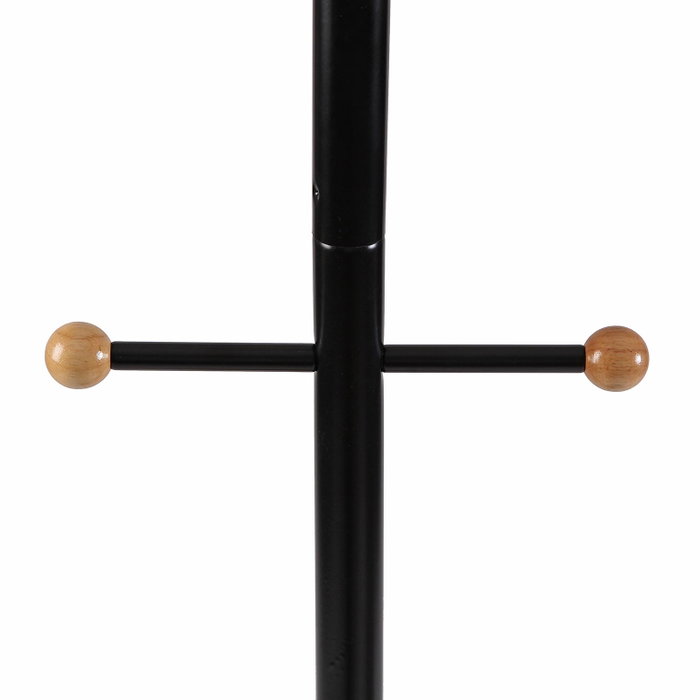 Versa Perchero Negro con Puntas de Madera 30x180 cm
