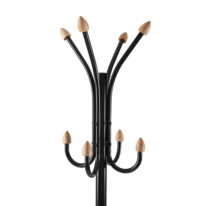Versa Perchero Negro con Puntas de Madera 30x180 cm