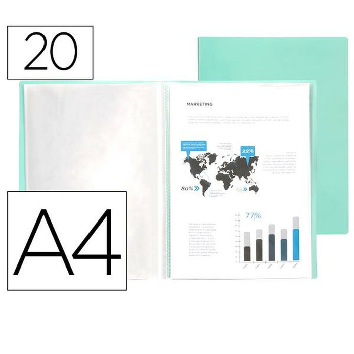 Liderpapel Carpeta Escaparate 20 Fundas DIN A4 Verde Manzana Opaco Liderpapel Carpeta Escaparate 20 Fundas DIN A4 Verde Manzana Opaco