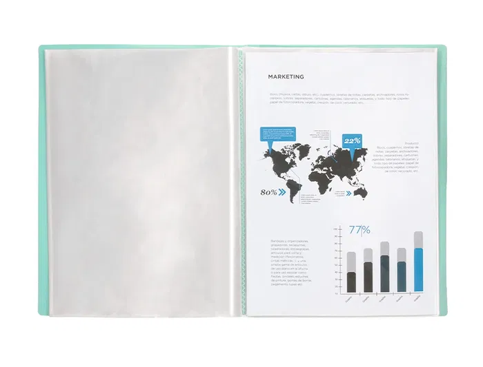 Liderpapel Carpeta Escaparate 20 Fundas Polipropileno DIN A4 Verde Manzana Opaco