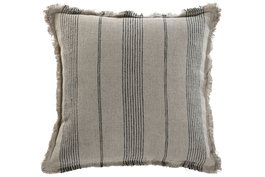 DKD Home Decor Cojín Tradicional India Lino 1c25 Beige Gris Rallado Zipper 8 x 50 x 50 cm (2 Unidades)