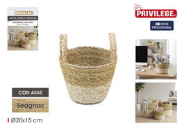 Privilege Cesta Cónica Seagrass con Asas 20 cm (24 Unidades)