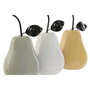 DKD Home Decor Set de 3 Figuras de Pera en Porcelana y Metal, Colección FRUITS