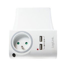 LogiLink Cargador con 2 puertos USB-A y enchufe CEE 7/5, 10.5 W, Blanco