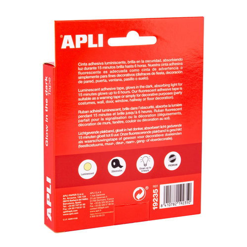 APLI Cinta Adhesiva Luminiscente 20 mm x 5 m