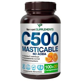 VERMONT SUPPLEMENTS C500 Naranja No Acida Masticable 100+20Comp. 500 mg Vitamina C