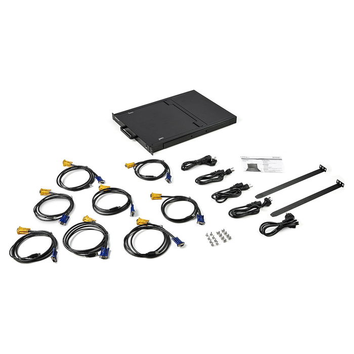 StarTech Switch KVM LCD de 1U para Rack de 8 Puertos VGA con Monitor LCD TFT de 17 Pulgadas 1280x1024, Teclado QWERTY, OSD, 50000h MTBF