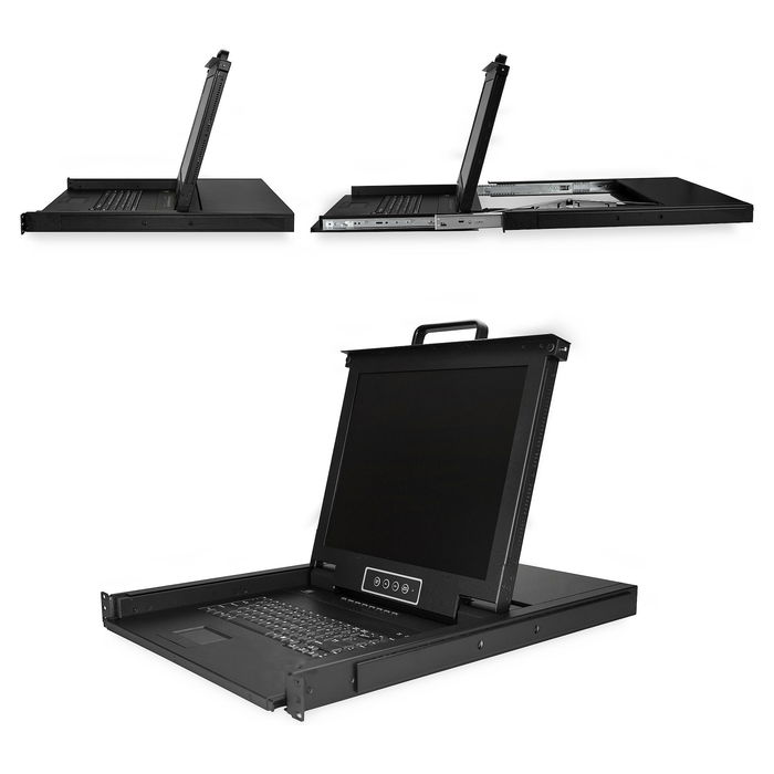 StarTech Switch KVM LCD de 1U para Rack de 8 Puertos VGA con Monitor LCD TFT de 17 Pulgadas 1280x1024, Teclado QWERTY, OSD, 50000h MTBF