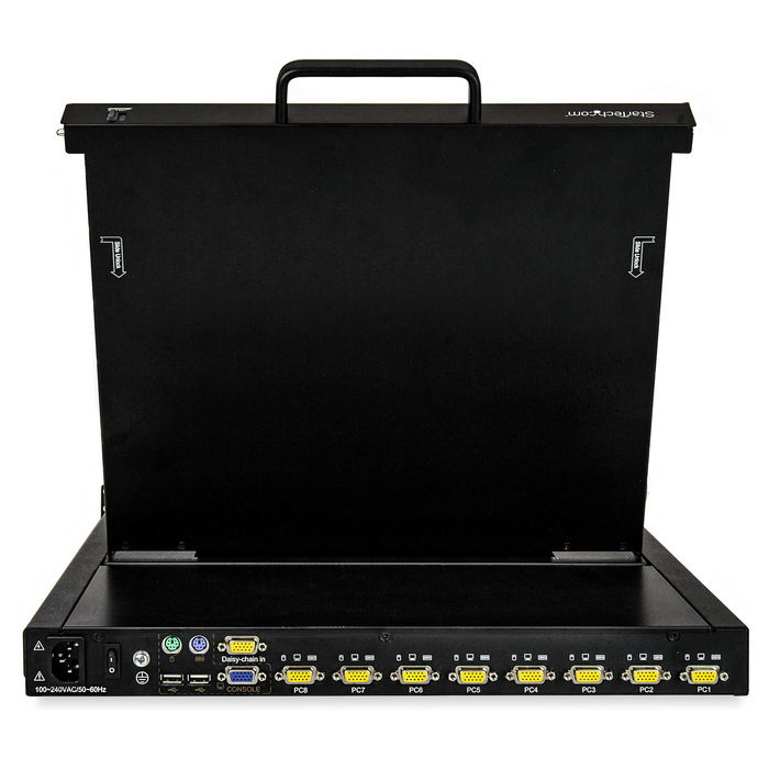 StarTech Switch KVM LCD de 1U para Rack de 8 Puertos VGA con Monitor LCD TFT de 17 Pulgadas 1280x1024, Teclado QWERTY, OSD, 50000h MTBF