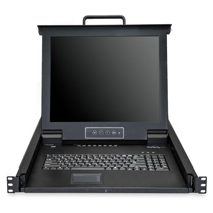 StarTech Switch KVM LCD de 1U para Rack de 8 Puertos VGA con Monitor LCD TFT de 17 Pulgadas 1280x1024, Teclado QWERTY, OSD, 50000h MTBF