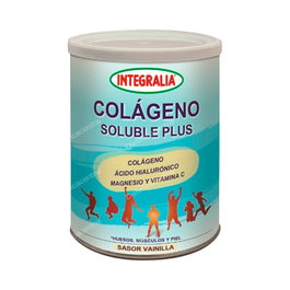 INTEGRALIA Colágeno Soluble Plus Sabor Vainilla 300g con Ácido Hialurónico, Vitamina C y Magnesio - Suplemento Alimenticio