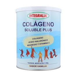 Integralia Colágeno Soluble Plus Vainilla 360g - Complemento Alimenticio Colágeno Hidrolizado Magnesio Ácido Hialurónico Vitamina C Estevia