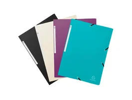 Exacompta Carpeta de polipropileno reciclado con tres solapas y gomas, Din A4, 4 unidades surtidas
