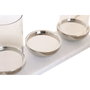 DKD Home Decor Portavelas Triple de Mármol y Cristal Blanco