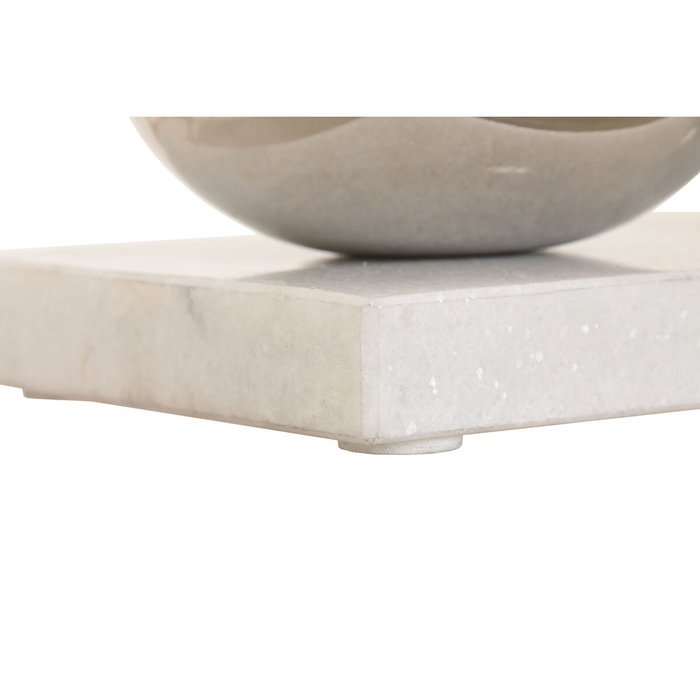 DKD Home Decor Portavelas Triple de Mármol y Cristal Blanco