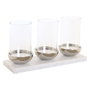DKD Home Decor Portavelas Triple de Mármol y Cristal Blanco