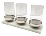 DKD Home Decor Portavelas Triple de Mármol y Cristal Blanco