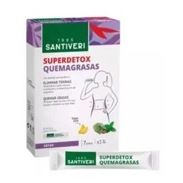 SANTIVERI Superdetox Quemagrasas 7 Sticks - Complemento Alimenticio para Drenaje y Eliminación de Toxinas, Sabor Piña, Vegano