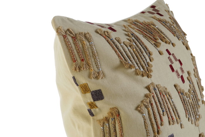 DKD Home Decor Funda Cojín Beige 1 x 50 x 50 cm Algodón y Poliéster con Cremallera Oculta
