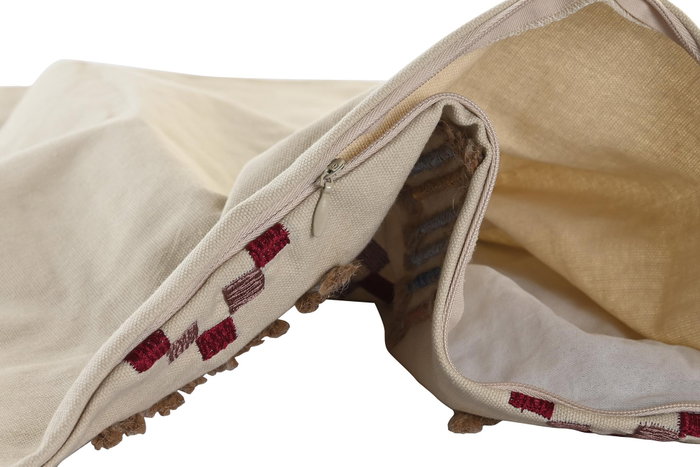 DKD Home Decor Funda Cojín Beige 1 x 50 x 50 cm Algodón y Poliéster con Cremallera Oculta