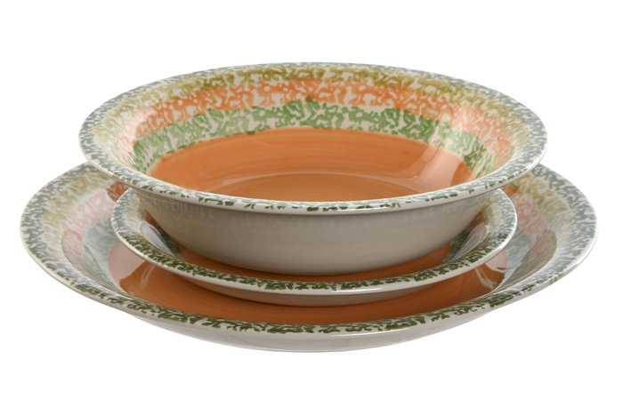DKD Home Decor Set de Vajilla de Gres Naranja 2 Piezas