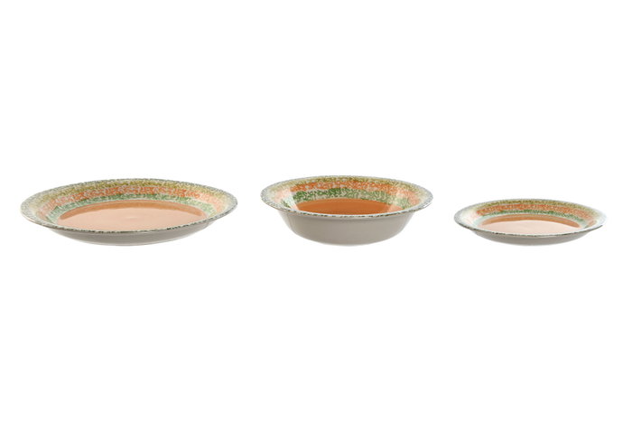 DKD Home Decor Set de Vajilla de Gres Naranja 2 Piezas