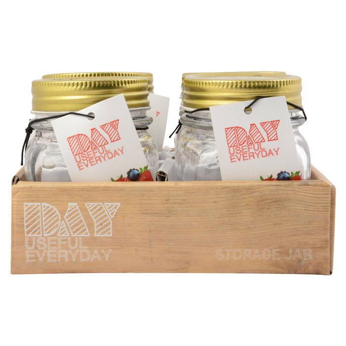 Day Bote de Cristal 0.15 L con Tapa de Metal, Dibujos en Relieve, Diámetro 7 cm, Altura 8.5 cm