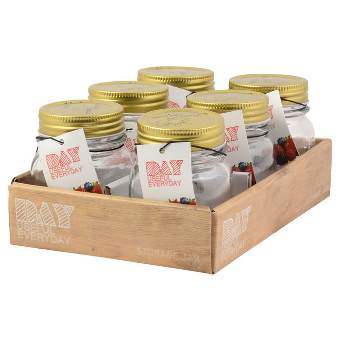 Day Bote de Cristal 0.15 L con Tapa de Metal, Dibujos en Relieve, Diámetro 7 cm, Altura 8.5 cm