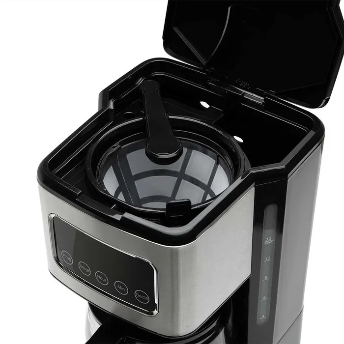 Orbegozo CG 6015 Cafetera de Goteo Programable con Reloj Digital, 15 Tazas (1.5L), Panel Táctil LED, Filtro Permanente, Negro y Acero Inoxidable