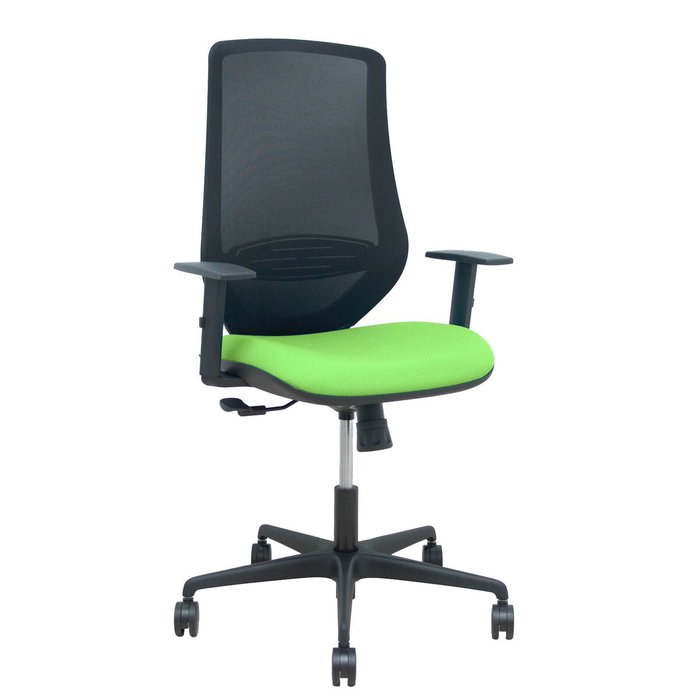 PIQUERAS Y CRESPO Silla Mardos con mecanismo sincro, malla negra y asiento pistacho