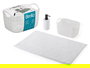 Berilo Set 3 Piezas para Baño Blanco (PP y Poliéster) - Incluye Alfombrilla, Cesta 23.7x16x14 cm y Dispensador - Color Blanco (Set de 12)