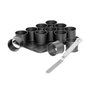 Zenker Bandeja para hornear mini pasteles y espátula para glaseado - Negro metalizado