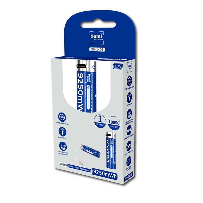 SAMI Pila Ultra recargable 18650 Li-ion 3.7V 9250mWh
