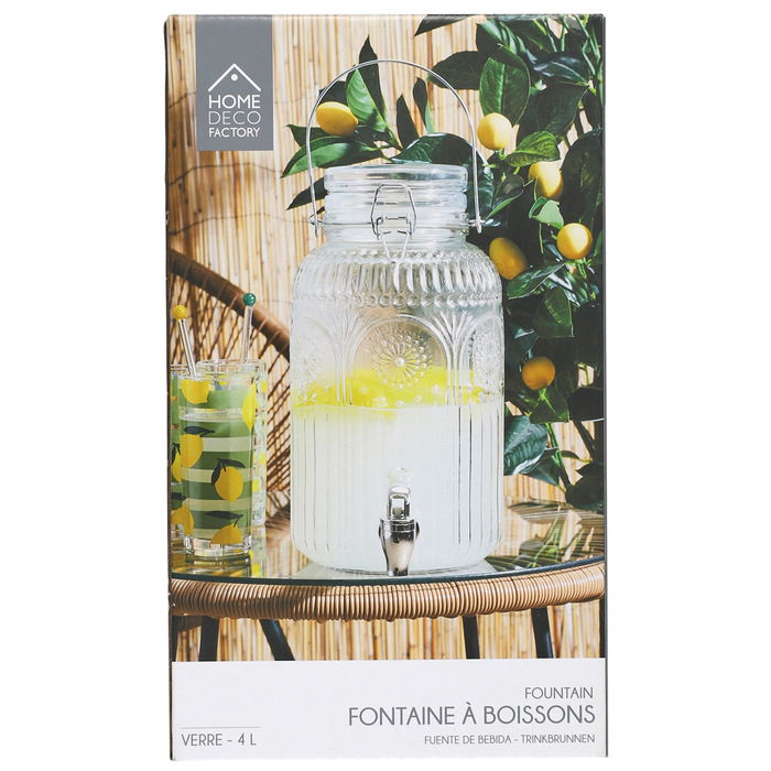 Home Deco Factory Dispensador Bebida 4 L Cocktail Lounge Vidrio