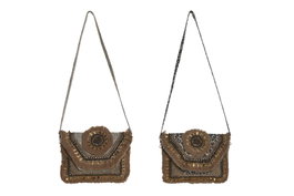 DKD Home Decor Bolso Viscosa 33x3x25 Surtido de 2 Colores Beige y Crema