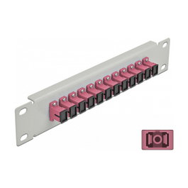 DeLOCK Panel de conexión de fibra óptica 12 puertos SC Simplex 10″ Gris/Violeta