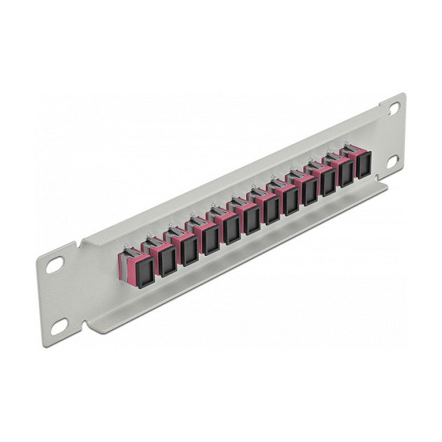 DeLOCK Panel de conexión de fibra óptica 12 puertos SC Simplex 10″ Gris/Violeta