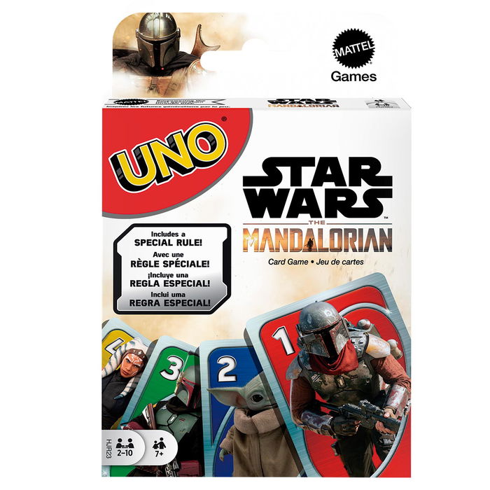 Mattel Games Hjr23 Juego UNO Star Wars The Mandalorian, Mando, Kuiil y Grogu, Cartas de Colección, Edad +7 Años, Idiomas: Inglés, Francés, Alemán, Portugués, Español
