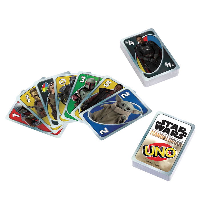 Mattel Games Hjr23 Juego UNO Star Wars The Mandalorian, Mando, Kuiil y Grogu, Cartas de Colección, Edad +7 Años, Idiomas: Inglés, Francés, Alemán, Portugués, Español