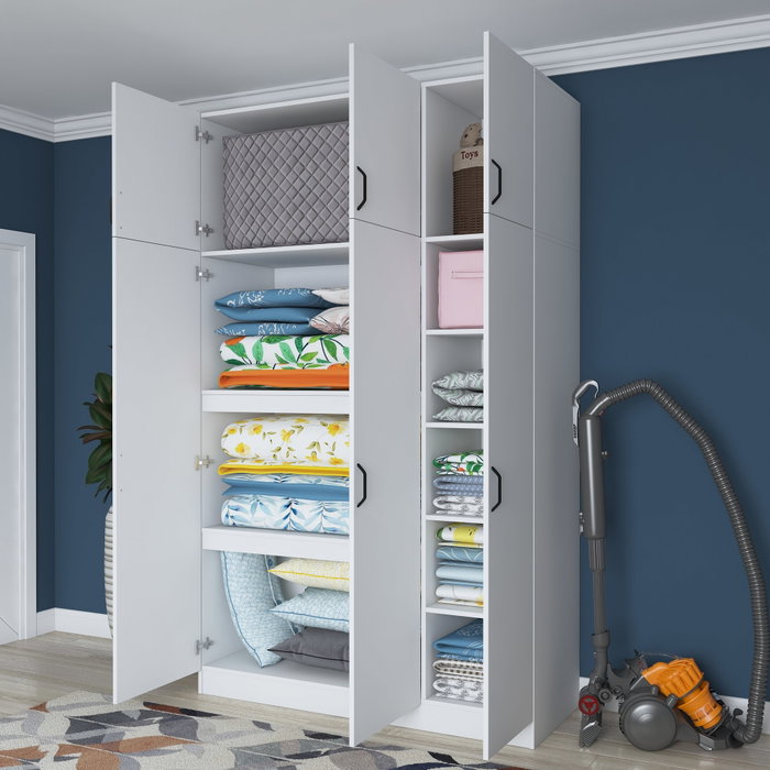 Hanah Home Armario BA104 - 1989 Blanco 145x239x55 cm Fabricado en Tablero de Partículas Recubierto de Melamina