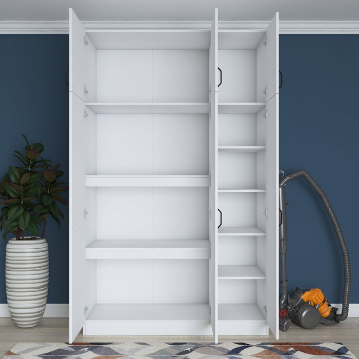 Hanah Home Armario BA104 - 1989 Blanco 145x239x55 cm Fabricado en Tablero de Partículas Recubierto de Melamina
