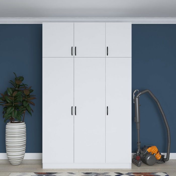 Hanah Home Armario BA104 - 1989 Blanco 145x239x55 cm Fabricado en Tablero de Partículas Recubierto de Melamina