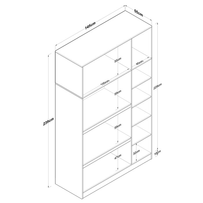 Hanah Home Armario BA104 - 1989 Blanco 145x239x55 cm Fabricado en Tablero de Partículas Recubierto de Melamina