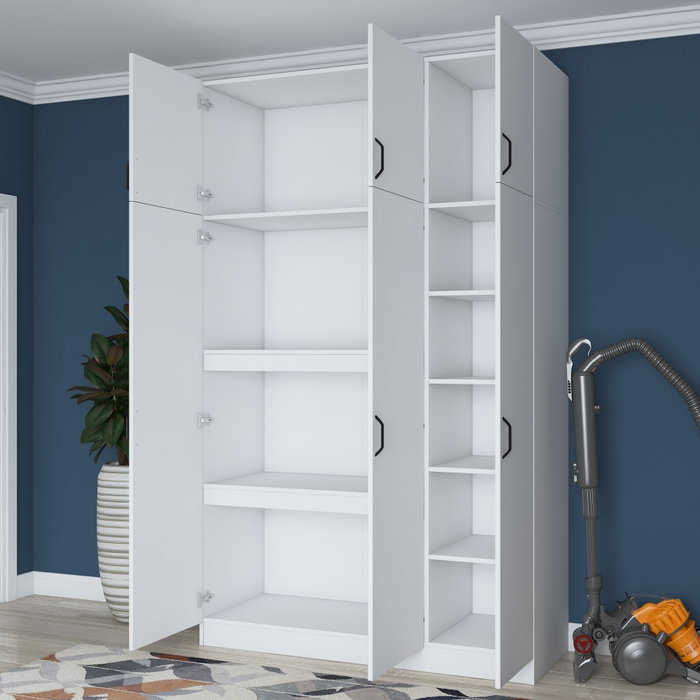 Hanah Home Armario BA104 - 1989 Blanco 145x239x55 cm Fabricado en Tablero de Partículas Recubierto de Melamina