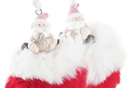 DKD Home Decor Decoracion Colgante Navidad Fantasia Resina Poliester Rojo Blanco Rosa 8 x 10 x 8 cm (12 Unidades)