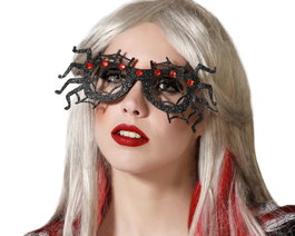 Gafas de Halloween con Arañas, Diseño Negro para Mujer Adulto, Accesorio para Disfraz de Bruja o Hechicera