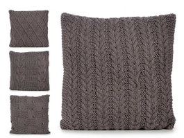 GIFTDECOR Cojín Lana Gris Oscuro 60x60cm Surtido de 4