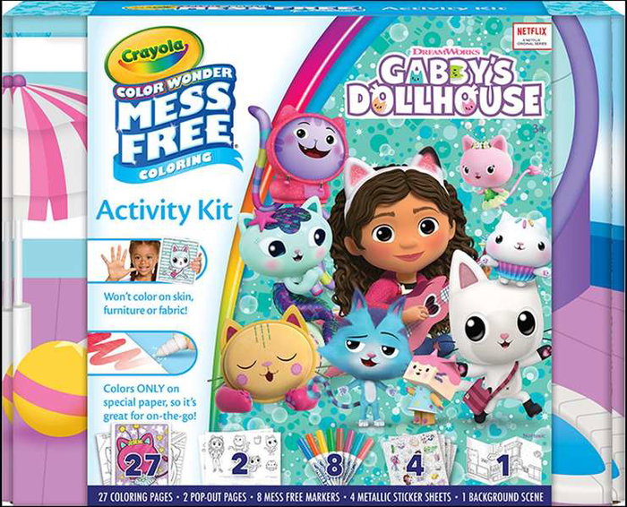 Crayola Set de Colorear Color Wonder sin Manchas - La Casa de Gabby, Rotuladores Mágicos que Solo Escriben en el Papel, Incluye 8 Hojas para Colorear, Juguete Educativo