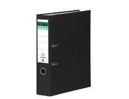 Elba Archivador de Palanca Carton Forrado Folio Negro Lomo 80 mm Rado Chic con 2 Anillas 75 mm